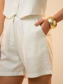 Bruna Vest And Shorts Set In Tailored Fabric - Launch 2025 - trắng - Xem 6