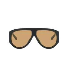 1 Piece European And American Style Stylish Oversized Sunglasses, Fashion Street Style Protective Eyewear Accessories For Summer, Vacation, Travel, Beach In Shield Shape - Cà phê - Xem 3
