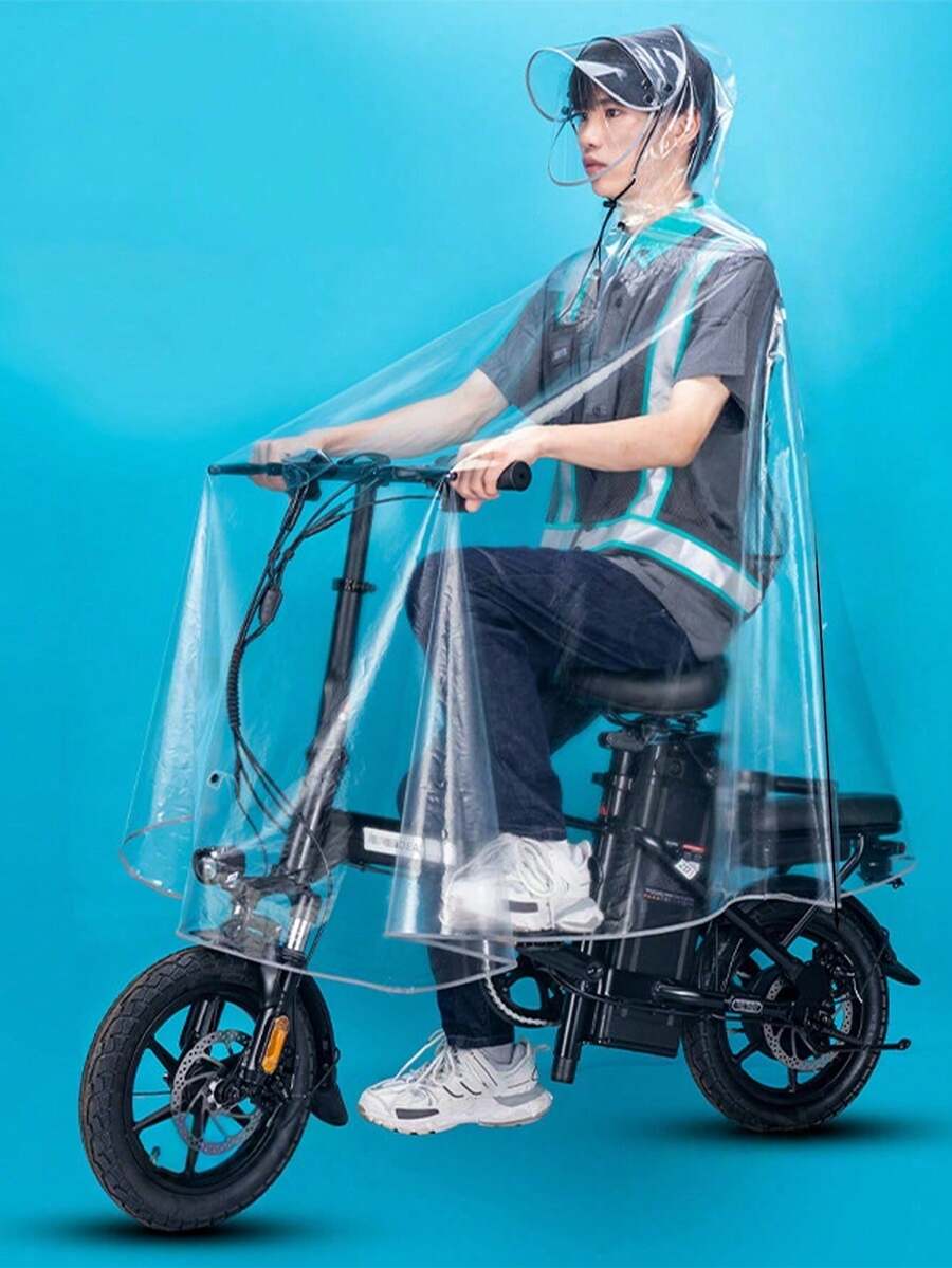 1 Piece Dedicated Raincoat For Chauffeurs, Foldable Electric Scooter Transparent Rain Poncho, Extra Thick And Large Full-Body One-Piece Raincoat