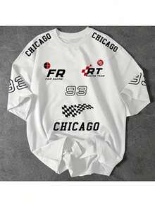 Women's T-Shirt Chicago 93 Loose Printed T-Shirt Oversized T-Shirt Stylish Shirt Leopard Blouse New Release Plus Size Various Colors For Women With Good Taste - Immediate Shipping!! ASPHALT VIBE - 白色 - 查看 1
