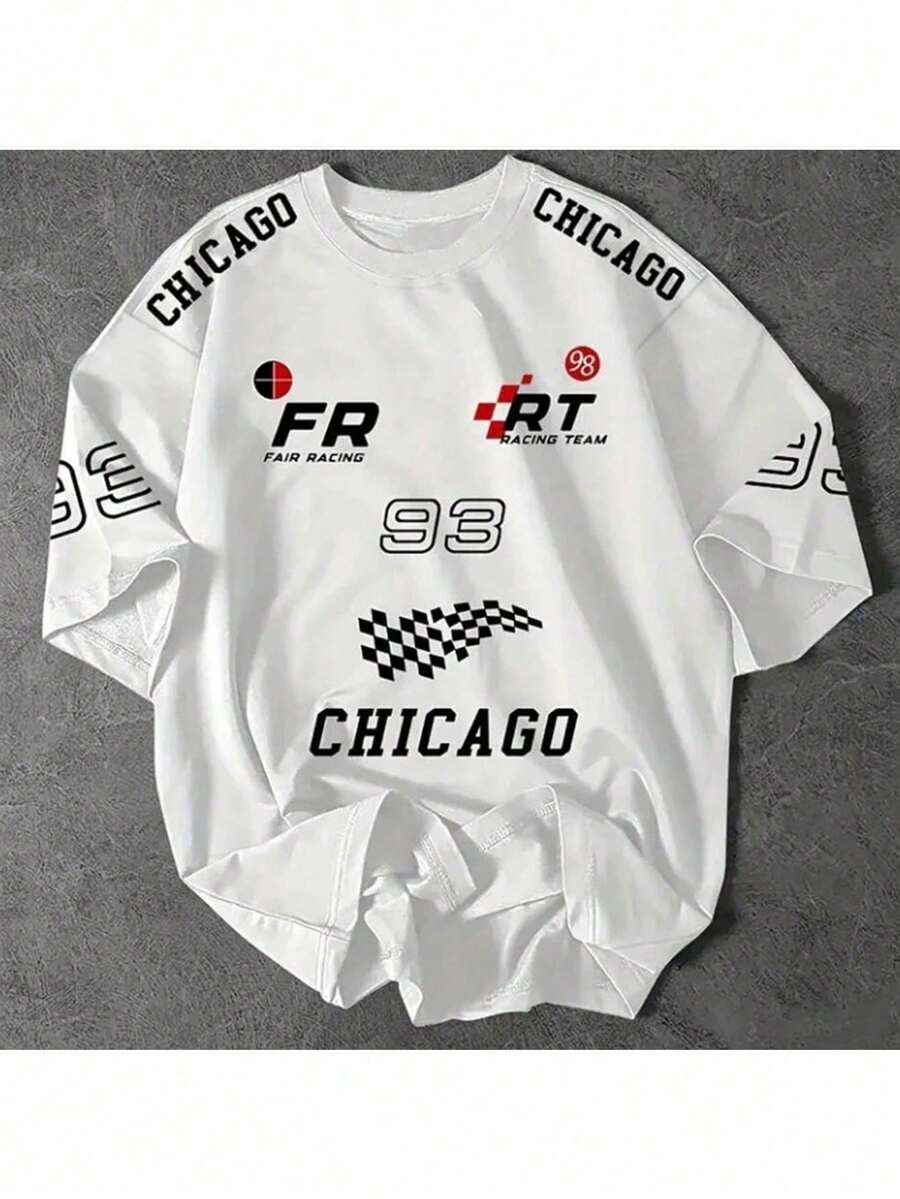 Women's T-Shirt Chicago 93 Loose Printed T-Shirt Oversized T-Shirt Stylish Shirt Leopard Blouse New Release Plus Size Various Colors For Women With Good Taste - Immediate Shipping!! ASPHALT VIBE - 白色 - 查看 1