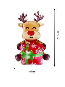 2 piezas Globos de aluminio 3D ensamblados de Papá Noel y renos, decoraciones de ambiente navideño para centros comerciales, decoración de interiores