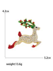 Christmas Rhinestone Elk Design Brooch