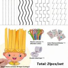 1pc/4pcs/19pcs/27pcs/133pcs Funny Little Hairstylist Paper Cutting Set, Handmade Game Props, Color Matching Training Tools, Creativity & Imagination Booster, Hobby Cultivation, DIY Fine Motor Skills Practice Origami Toy, Homemade Art Supplies Kit, Student Handcraft Small Gift/Birthday Gift/Learning Gift/Holiday Gift, Cultivate And Improve Hands-On Ability, Learning Ability
