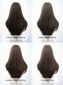 alicegarden 1 Synthetic Heat-Resistant Long Straight Bangs Wig, Black Brown Long Straight Hair, 30 Feet Long, Made Of Fiber, Fashionable Wig, Natural And Realistic Wig - Black Brown - View 6