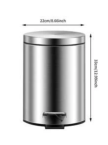 5/8L Stainless Steel Pedal Trash Can, Rectangular Kitchen Trash Can With Durable Plastic Inner Bin, Silver