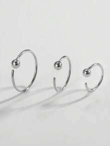 1pc S925 Sterling Silver Minimalist Geometric Hoop Earrings, Available In 6mm, 8mm, 10mm And 12mm Sizes. This Earring Is Fresh, Fashionable, Versatile And Practical, Making It A Perfect Gift For Mom, Girlfriend Or Sister. - Single Nose Ring - View 4