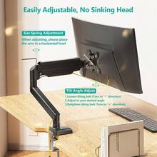 Single Monitor Mount, Gas Spring Monitor Arm 17 - 34 Inch Screens, Adjustable Computer Monitors Stand Up To 26.4lbs, With Clamp And Grommet Base, Mounting Holes 75 And 100mm GSMP001N Black - 34吋+黑色 - 查看 8