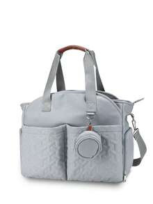 大容量婴儿车包，悬挂式婴儿车尿布包，妈妈和宝宝必备的孕妇包，带奶嘴口袋 - 淺灰色 - 查看 8