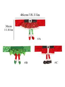 1/3 buc Husă de scaun din pluș cu tematică de Crăciun, potrivită pentru decorarea sărbătorilor în familie, Husă de scaun cu centură Moș Crăciun, Husă de scaun cu elf de Crăciun, Husă de scaun cu fustă pentru fete - Multicolor - Vizualizare 6