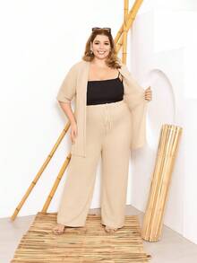 Calça Saída de Praia Tricot Plus Size Tamanho Grande Verão - Branco - Visão 5