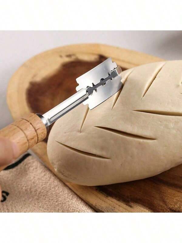 5-Piece Bread Slicing Knife Set, European Style Bread Slicer, Baguette Scoring Knife, Baking Bread Knife, Wooden Handle, Stainless Steel Blade