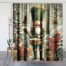 Festive Nutcracker Squirrel Christmas Shower Curtain: Includes 1PC, 12 Hooks, And Washable Polyester Shower Curtain For Winter Holiday Decor ﻿ Bathroom Decor