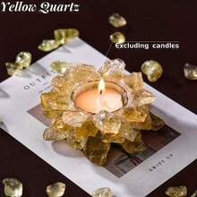 1pc Natural Crystal Raw Stone Candle Holder With Candle/ 1pc Candle Is Sold Separately- Diffuser Stone, Christmas Gift Gemstone, Ornaments, - Candlestick - View 13