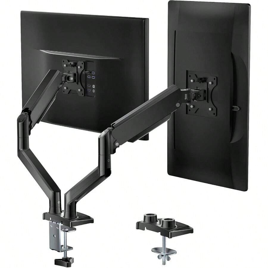 Dual Monitor Mount, Adjustable Gas Spring Monitor Desk Stand 2 Monitors, Heavy Duty Monitor Arm Up To 32 Inch Screen, Hold Up To 22lbs, Mounting Holes 100x100mm GSMP002N Black - 32吋+黑色 - 查看 1