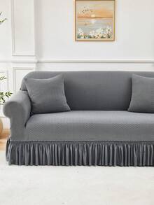 1pc Jacquard Sofa Cover Thick Short Plush Elastic Anti-Slip Sofa Slipcover 4-Season Use Pet Stain Resistant Detachable Sofa Cushions Protection Machine Washable Suitable For Living Room Bedroom Outdoor L-Shaped Recliner 1/2/3/4 Seater Sofas - Dark Gray - View 6