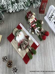 2 Stücke traditionelle Weihnachtsmann Plüsch Kühlschrankgriff Abdeckung, Polyester Feiertags Heim- und Raumdekoration, ohne Strom, federfrei, festliches Ornament, Weihnachts-Kühlschrankdekoration | Weihnachtsmann Thema | Polyester Struktur, Innenseite des Weihnachtsornaments