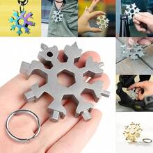 1pc 18 In 1 Premium Snowflake Shape Tool Screwdriver Multi-Tool Card With Keyring,Multi-Functional Tool - With Bottle Opener, Flat-Head And Screwdrivers, Wrench, Etc. - A Unique Christmas Gifts That The Daughter Gave To The Man, The Husband, The Grandfather And The Father,Portable Keychain, Multi-Purpose Bottle Opener, Automotive Repair Tools - Multicolor - View 2