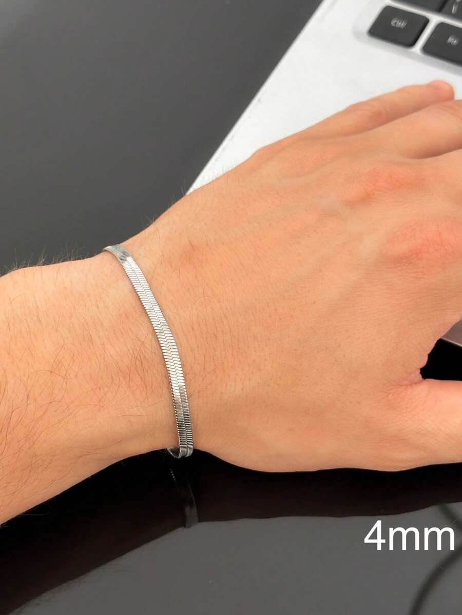 Men's Bracelet Fine Mesh Silver Stainless Steel - Antique Silver - View 1