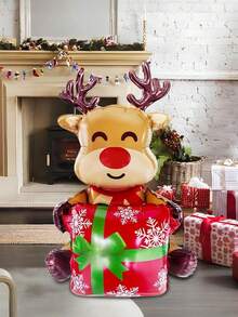 2 piezas Globos de aluminio 3D ensamblados de Papá Noel y renos, decoraciones de ambiente navideño para centros comerciales, decoración de interiores