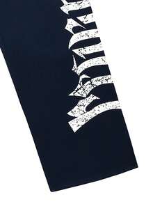 Men's Letter Print Drawstring Waist Straight Leg Long Casual Pants, Suitable For Outings, Gothic Style, Rave Parties, Back To School, Sports, Fitness, Autumn Season - 藏蓝色 - 查看 6
