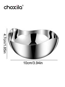 choxila 1pc Stainless Steel Dessert Bowl, Snack Bowl, Fruit Salad Bowl, Oatmeal Bowl, Serving Tray, Serving Platter, Lightweight Luxury Petal-Shaped Fruit Plate, For Use In The Living Room, Bedroom, Office, Family Gatherings, Afternoon Tea