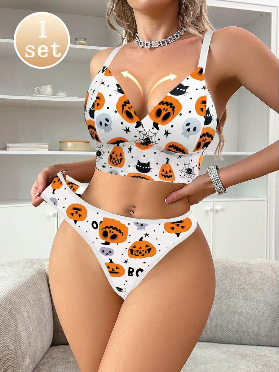 Damen Leopard Muster BH und Slip Set, drahtloser dünner Sport-BH Unterwäsche Set