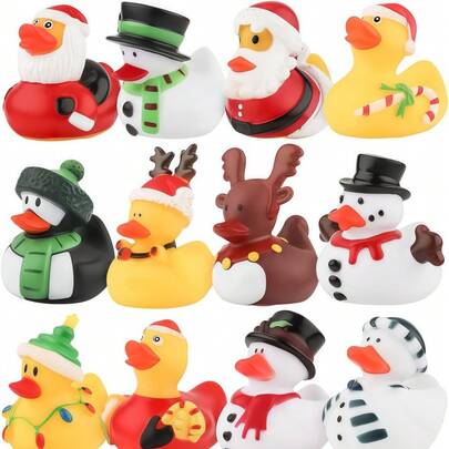 1/3/5/10/36pcs Christmas Rubber Ducks,Sensory Toys Cute Christmas Ducks Assorted Holiday Ducks Kid Showers Duckies Bath Toy Accessories For Kids Christmas Party Favors Gifts Stocking Fillers Gifts Bag Fillers,Desktop Decoration(Random Styles And Colors)