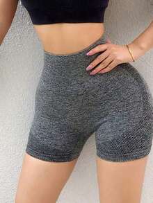 Women's Seamless Workout Shorts Gym Yoga High Waist Smile Contour Cycling Shorts - 彩色 - 查看 5