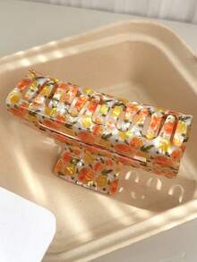 Kẹp tóc càng cua lớn, chống trượt cho tóc dày, kẹp tóc nhựa PVC in hoa màu cam dành cho nữ, phụ kiện tóc cho tóc tết, búi, đám cưới, dạ hội, kiểu tóc hàng ngày, kẹp tóc mùa thu, thời trang mùa thu, kẹp tóc hoa mùa đông cho trang phục đi nghỉ mát, mùa hè cho nữ - Nhiều màu - Xem 8