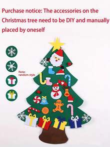 1 件，毛毡圣诞树套装，带装饰品和雪人降临节日历，适用于家庭壁挂毛毡圣诞工艺套件，圣诞节装饰派对用品礼物 - 彩色 - 查看 7