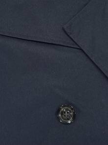 Abrigo largo de trinchera de manga larga azul marino para hombre con botones doble botonadura y cinturón, adecuado para uso casual y de negocios en otoño