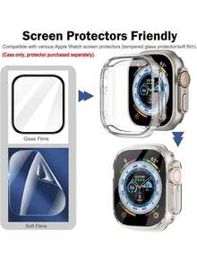 1-Pack Compatible With Apple Watch Series 10 46mm Case, [HD] Ultra-Thin Tempered Glass Screen Protector, All-Around Hard PC Glossy Cover - Clear - View 7