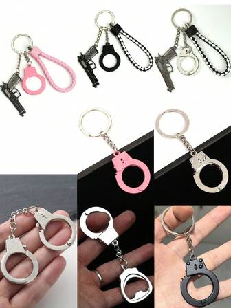1pc Creative Handcuffs Shaped Keychain, Simple Personalized Bag Ornament Accessory, Suitable As A Gift For Friends