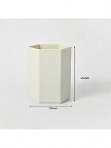 1pc Simple Solid Color Hexagon Pencil Holder, Desktop Organizer Back To School,Pencil Case,Pencil Pouch,School Bag,Stationery