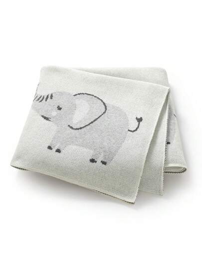 婴幼儿针织毯，可爱卡通大象图案，儿童盖毯，柔软实用的小毯子