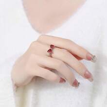 EJG 1 Pc Red Bow  Ring For Women, Size 7-10, Bohemian Cute Ring, Valentine's Birthday Christmas Gift For Her, Back To School, Office, Party Jewelry,  Everyday Stackable Dainty Ring - 紅色 - 查看 2