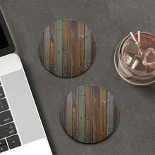 4/6/432 pièces Dessous de verre en polyester (polyester) avec motif imprimé en nid d'abeille creux et grain de bois - Élégants, résistants à la chaleur, conviennent pour la décoration de la maison et du bureau, les fêtes et les décorations de vacances