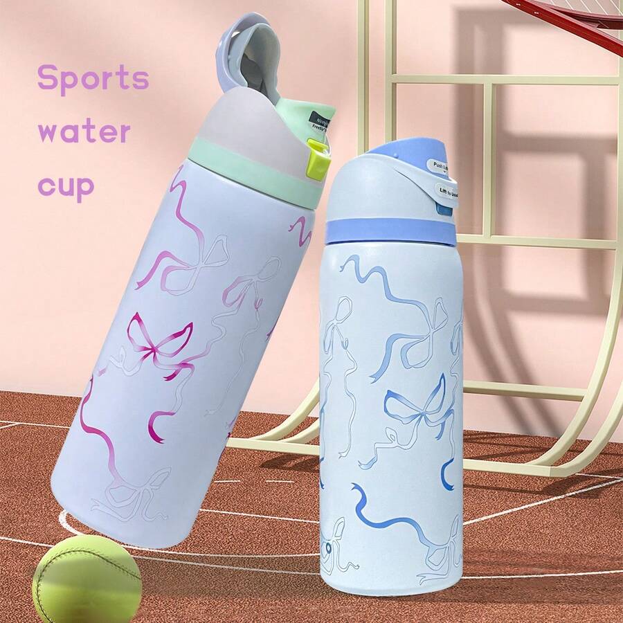 OwaIaPink Bow Water Bottle - 32 Ounces - Keeps Cold For Over 6-12 Hours - Can Hold Both Hot And Cold Water - Can Be Used For Making Coffee - Can Store Frozen Beverages - Beautiful Appearance - Exquisite Craftsmanship - Suitable For Camping - For Work - Ruy băng đỏ - Xem 1