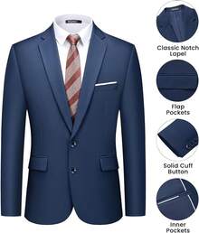 Men's 2 Piece Suits Two Button Pants Set Party,Wedding And BusinessChristmas CNPN - 海軍 - 查看 10