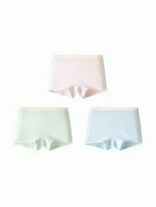 Balabala 女童純棉內褲 3入組 四角內褲 不勒腿 - 藍綠色調 - 查看 1