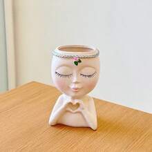 1 pieza Soporte de bolígrafo con forma de corazón minimalista para niña, organizador de escritorio multifuncional, adecuado para 30 hogares - Soporte de bolígrafo, caja de almacenamiento para brochas de maquillaje y jarrones, decoración de oficina, accesorio para arreglos florales, adecuado para 11 festividades, regalo perfecto para familiares y amigos