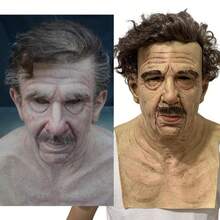 2pcs/Set Sinister Old Man Latex Mask, Bald Head Character Cosplay Prop, Fits Most - Beige - View 9