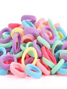 10/50/100/200/400/800pcs/Set Small Women's Rubber Band Hair Ties, Spring Color Thumb Rings, Black Colorful Coffee High Elasticity Hair Ropes - Multicolor - View 5