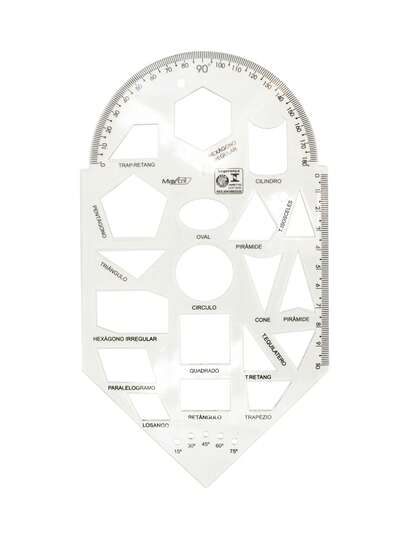 Régua Gabarito Para Geometria Com Transferidor Waleu Maxcril