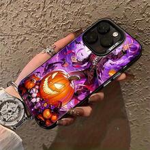 HC Funda Protectora de Teléfono con Ambiente Halloween, Incluye Calabazas Iluminadas, Esqueletos y Murciélagos, Cobertura Completa para 11/12/13/14/15/16 Pro Series, Regalo para Parejas en Cumpleaños, Navidad o San Valentín17   17promax - Negro - Ver 2