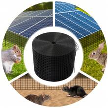 100ft Solar Panel Bird Guard Mesh - 8inch Wide 0.5in Grid PVC Coated Iron Wire With 70 Clips, Anti-Bird Rodent Proof Protection Net For Roof Solar Systems (Black) - Black - View 4