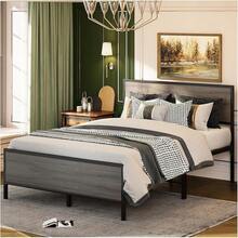 Base de Cama Individual,1M Cama Individual,Base de Cama con Cabecero y Pie de Cama,Bases para Camas Individuals,con Bases Camas Soporte de Lamas Metálicas,195CM*100CM*35CM (Gris) - GRIS - Ver 13