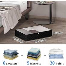 Black Underbed Storage Bags With Clear Window And 2 Reinforced Handles Under Bed Storage Containers For Clothing, Bedding, Comforter (2 Packs)