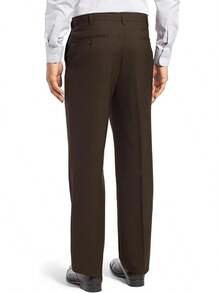 Men's Cozy Expandable Waist Dress Pants| Stretch Weave Work-To-Weekend Pants - Brown - View 3